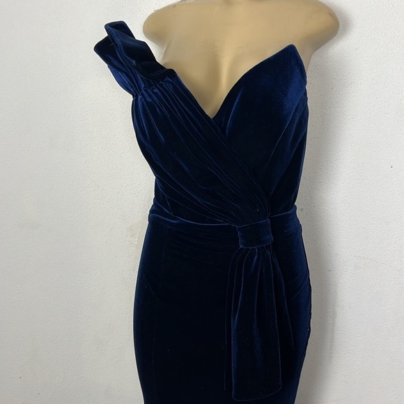 Eva Mejl navy blue velvet gown dress size L - Picture 9 of 9